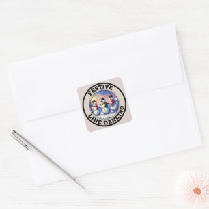 Snowmen Festive Line Dancing Square Sticker