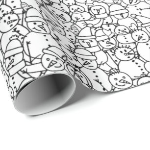 Snowmen Friends - Kids Colouring Wrapping Paper