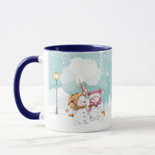 Snowmen Gathering & Play In The Holiday Season Mug