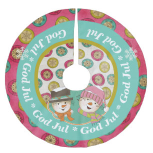 Snowmen God Jul Holiday Tree Skirt