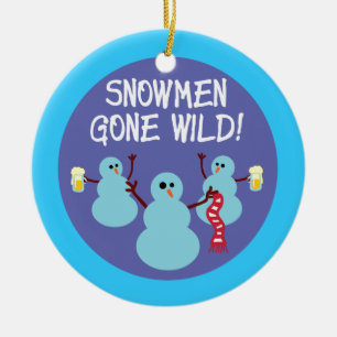 Snowmen Gone Wild Ceramic Tree Decoration