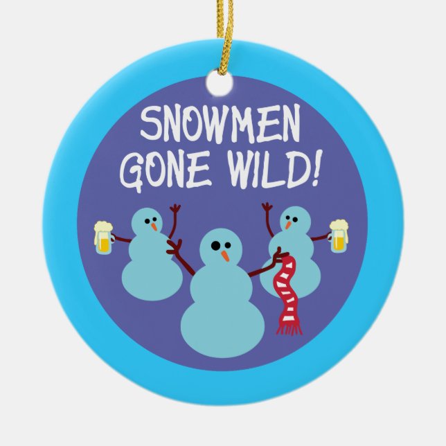 Snowmen Gone Wild Ceramic Tree Decoration (Front)