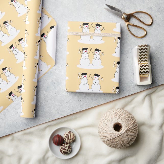 Snowmen Graduation  Wrapping Paper (Crafts)