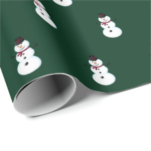 Snowmen Green Christmas Wrapping Paper