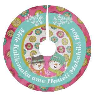 Snowmen Hawaiian Merry Christmas Tree Skirt