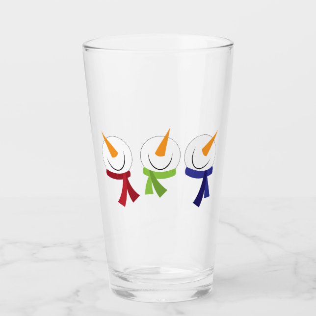 Snowmen Heads Glass (Front)