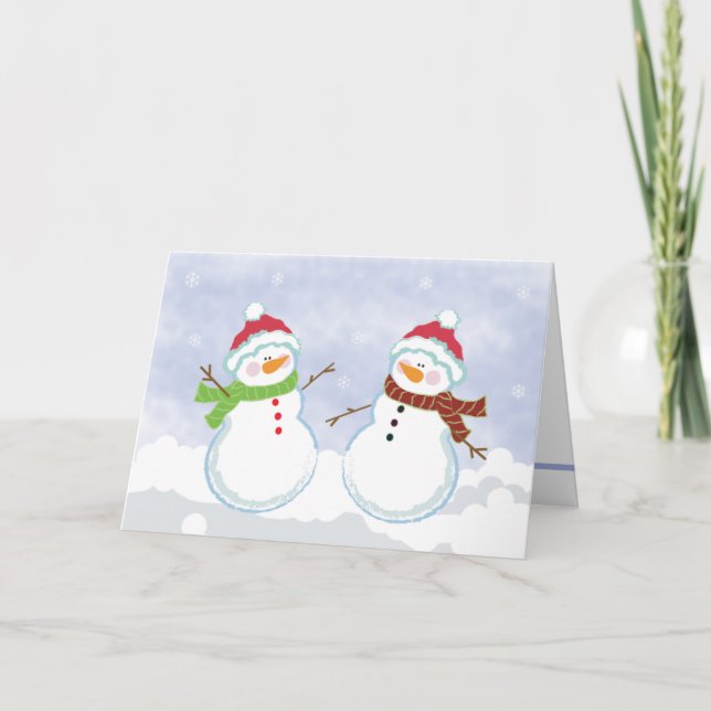 SNOWMEN Holiday Winter Christmas Greeting Card (Front)