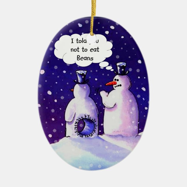 Snowmen Humour Ceramic Tree Decoration (Front)