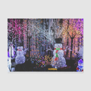 Snowmen in a Christmas Light Wonderland Tissue Paper