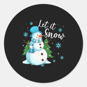 Snowmen Let It Snow Christmas Funny Family Matchin Classic Round Sticker
