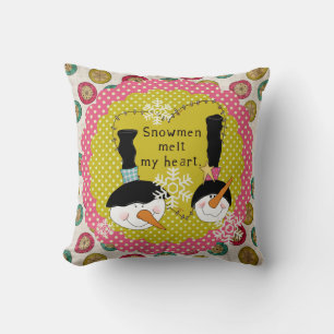 Snowmen Melt My Heart Holiday Pillow