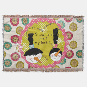 Snowmen Melt My Heart Holiday Throw