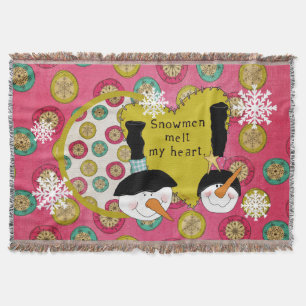 Snowmen Melt My Heart Holiday Throw Blanket