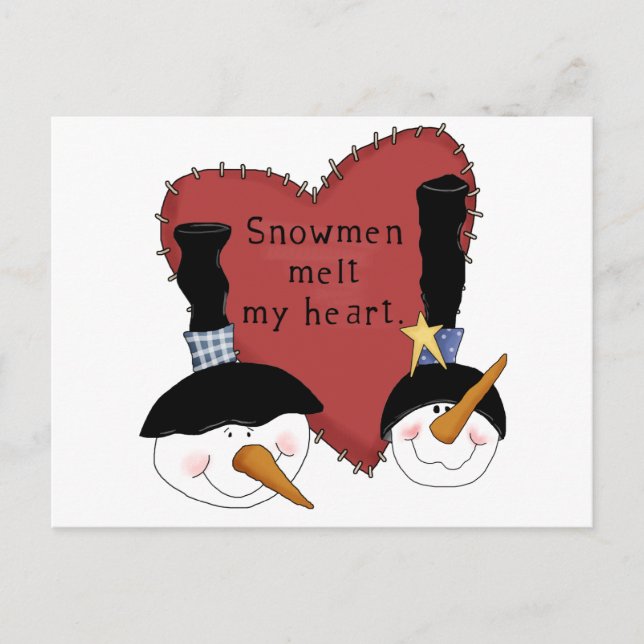 Snowmen Melt My Heart Tshirts and Gifts Postcard (Front)