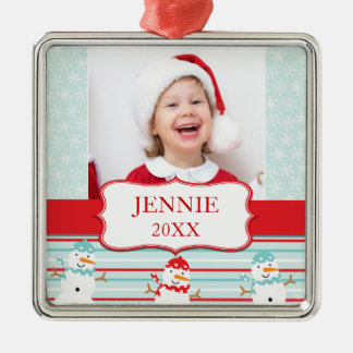 SNOWMEN MERRY CHRISTMAS PHOTO ORNAMENT