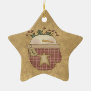 Snowmen Mitten Christmas Star Ornament