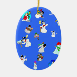 snowmen oval christmas ornament