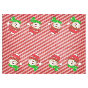 Snowmen Red and Pink Diagonal Stripe Tablecloth