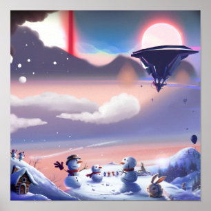 Snowmen Scene Poster