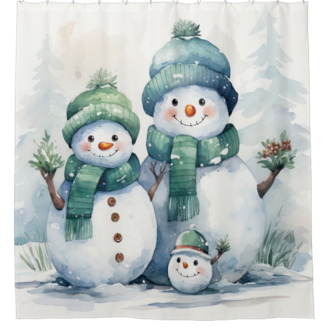 Snowmen Shower Curtain (Front)