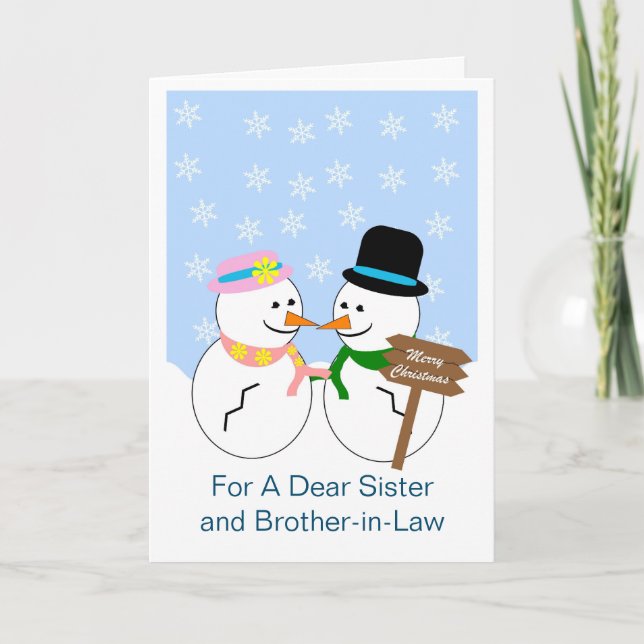 Snowmen Sister And Brother-In-Law Christmas Card (Front)
