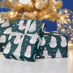 Snowmen Snowflakes Modern Christmas Wrapping Paper