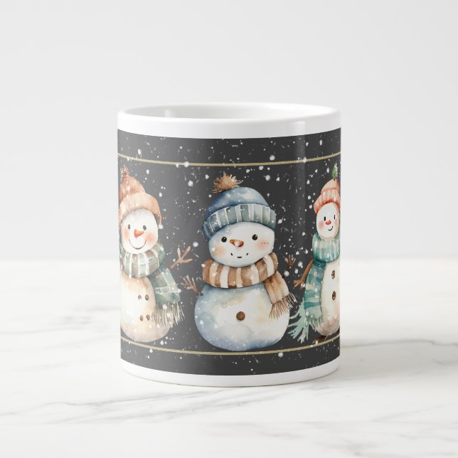 SNOWMEN, SNOWMEN, SNOWMEN WINTER  LARGE COFFEE MUG (Front)