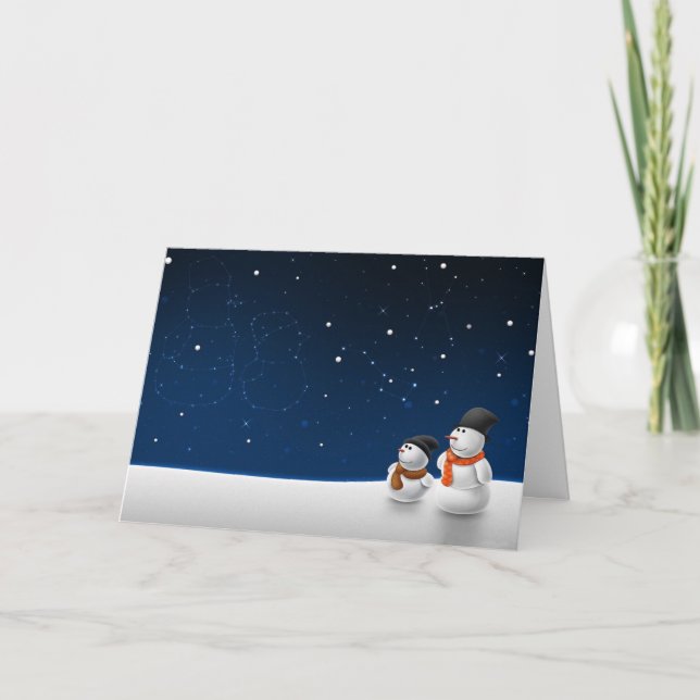 Snowmen Stargazing Holiday Card (Front)