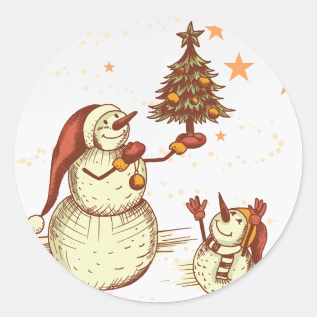 Snowmen & Their Christmas Tree Stickers (Front)