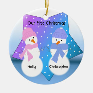 Snowmen Twins First Christmas Ceramic Tree Decoration