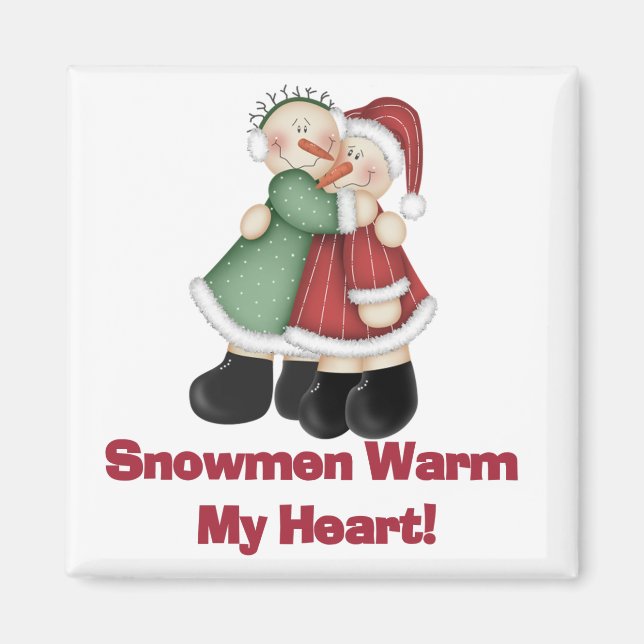 Snowmen Warm My Heart T-shirts and Gifts Magnet (Front)