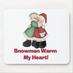 Snowmen Warm My Heart T-shirts and Gifts Mouse Mat