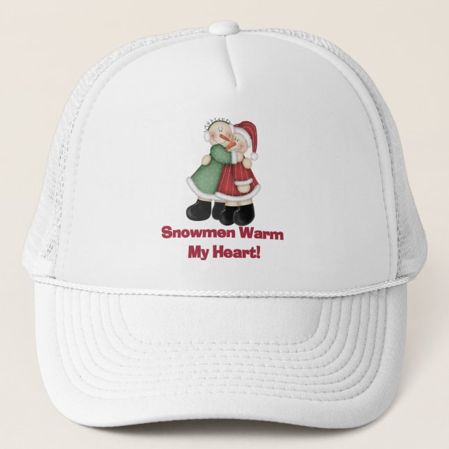 Snowmen Warm My Heart T-shirts and Gifts Trucker Hat (Front)