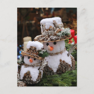 Snowmen Wearing Pinecone Hat Postcard