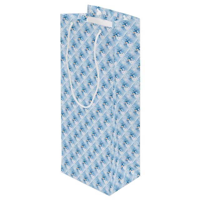 Snowmen Wine Gift Bag (Back Angled)