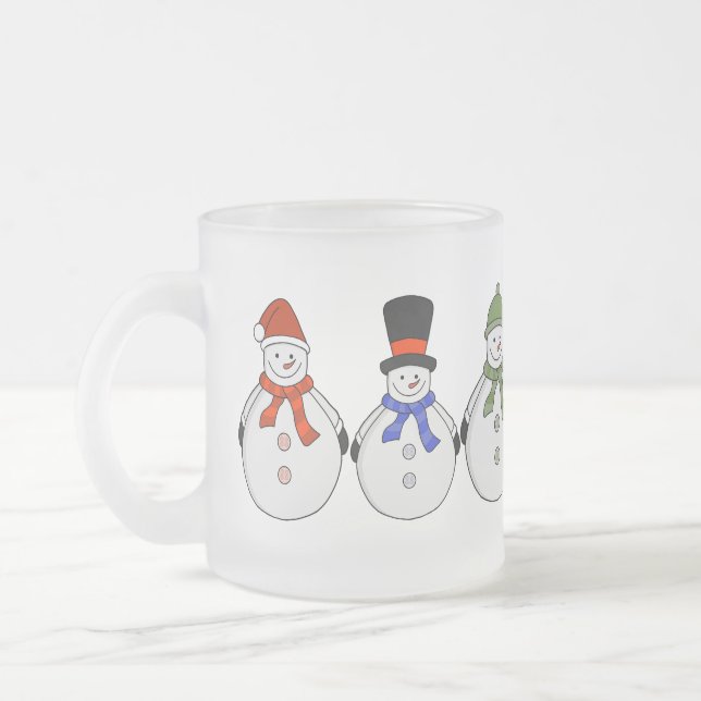 Snowmen Winter has come Frosted Glass Coffee Mug (Left)