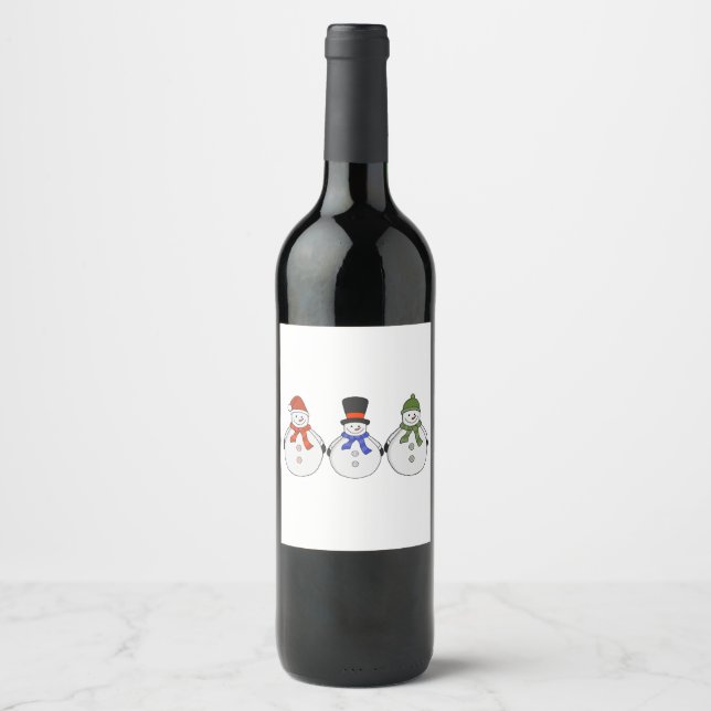 Snowmen Winter has come Wine Label (Front)