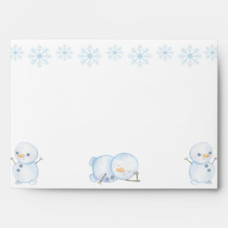 Snowmen Winter Holiday Snowflakes Envelope