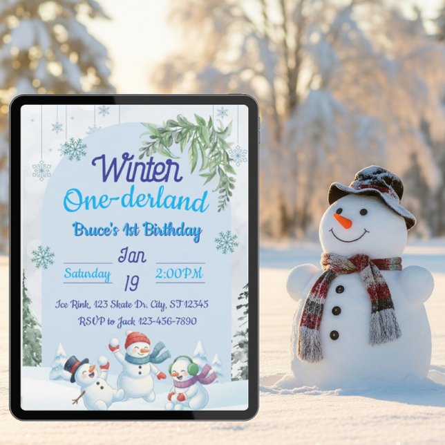 Snowmen Winter One-derland 1st Birthday Invitation (Creator Uploaded)