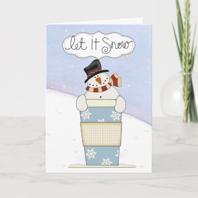 Snowmen with coffee holiday card (Front)