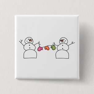 Snowmen with Mittens T-shirts and Gifts 15 Cm Square Badge