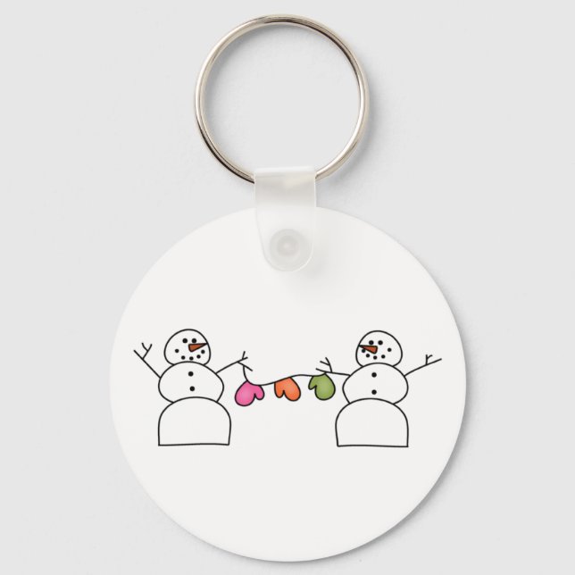 Snowmen with Mittens T-shirts and Gifts Key Ring (Front)