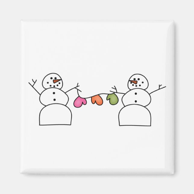 Snowmen with Mittens T-shirts and Gifts Magnet (Front)