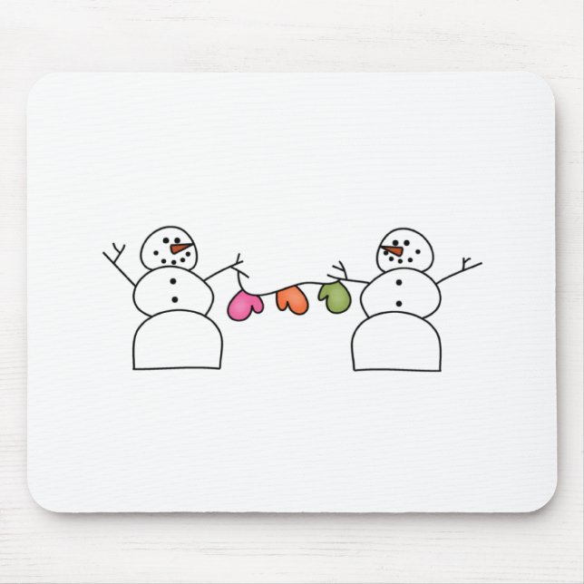 Snowmen with Mittens T-shirts and Gifts Mouse Mat (Front)