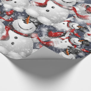 Snowmen with Snow Wrapping Paper