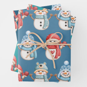Snowmen Wrapping Paper Sheet Set
