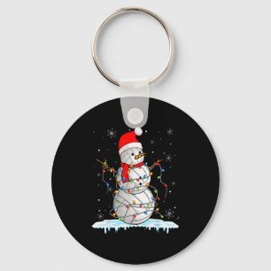 Snowmies Santa Lights Christmas Snowman Volleyball Key Ring