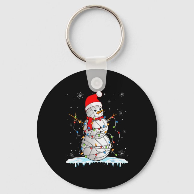 Snowmies Santa Lights Christmas Snowman Volleyball Key Ring (Front)