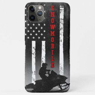 SNOWMOBILE AMERICAN FLAG BLACK iPhone 11 PRO MAX CASE