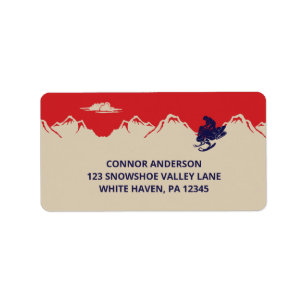 Snowmobile and Mountains Return Address Label